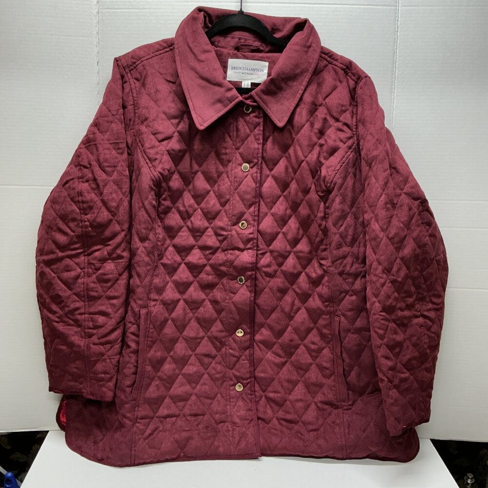 2X Faux Suede Quilted Barn Jacket with Lining-Spiced Wine Isaac Mizrahi Live!